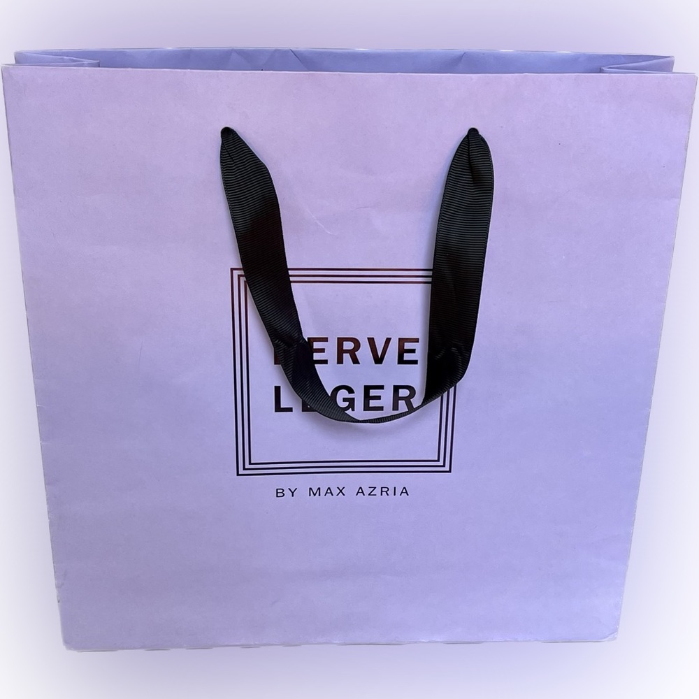 Herve Leger by Max Azria Shopping Bag purple black rope handles small sz new